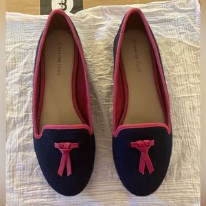 Charter Club wool blend navy and pink flats